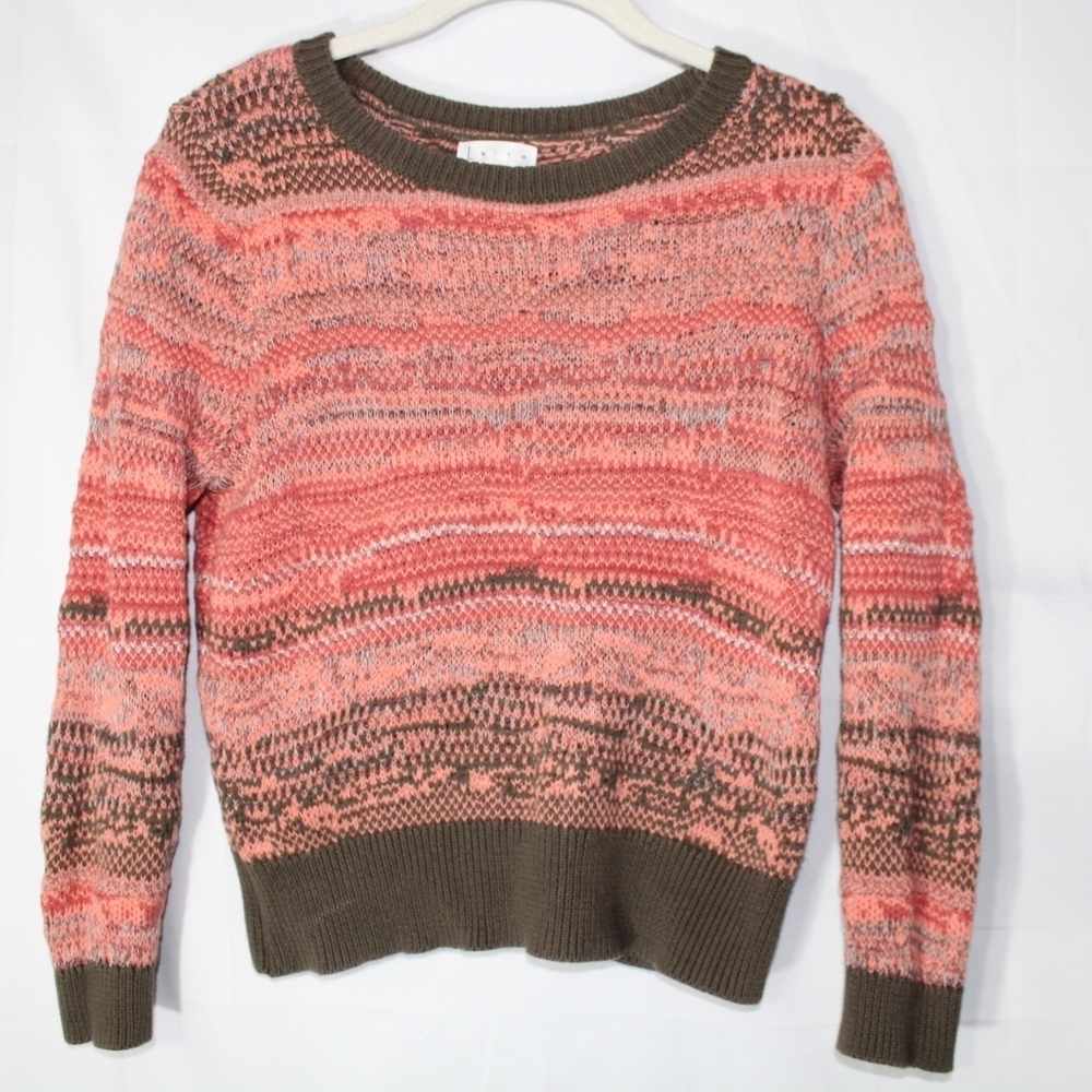 Leith Cropped Knit Sweater Size S Peach Green